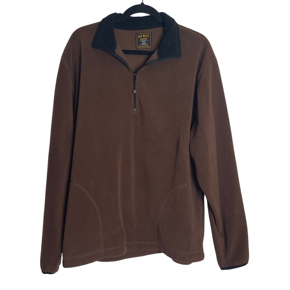 Vintage Old Navy Quarter Zip Fleece Sweater Mens XL Brown Comfort Sherpa 2006
